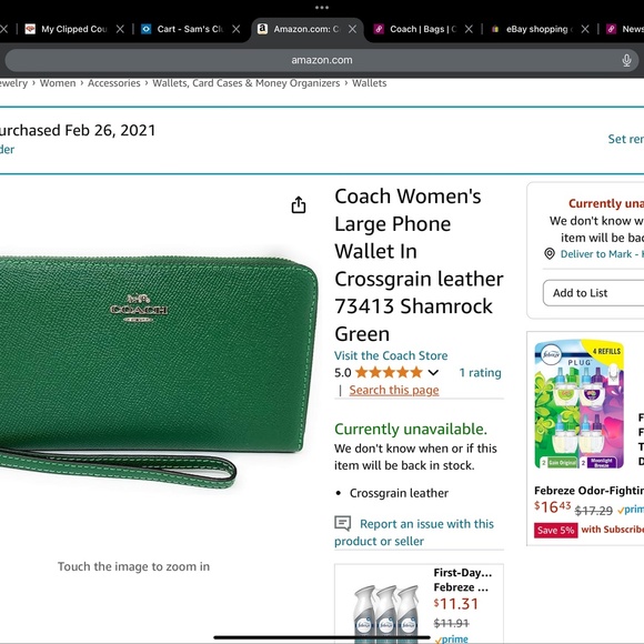 EUC, Large Coach phone wallet, Coach corner zip wristlet, both in Shamrock green - Picture 5 of 8